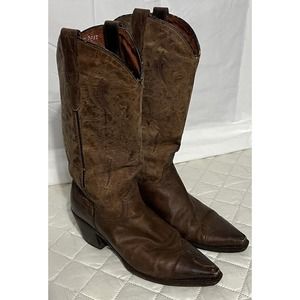Womens Dan Post Western Cowboy Boots Leather Made in Mexico Dark Brown 9 M